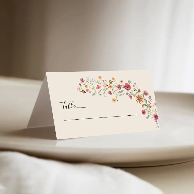 Boho Fleur sauvage Mariage plié Cartes de Place (Créateur téléchargé)