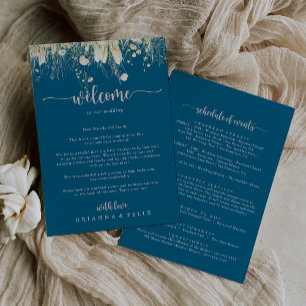 Boho Fleur sauvage Marine Mariage Bienvenue