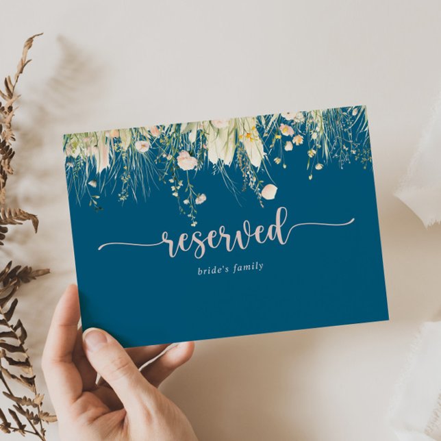Boho Fleur sauvage Marine Mariage Réservé Signal (Créateur téléchargé)