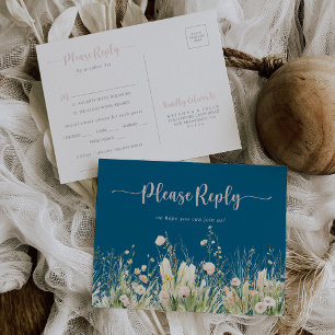 Boho Fleur sauvage Marine Menu Choix RSVP