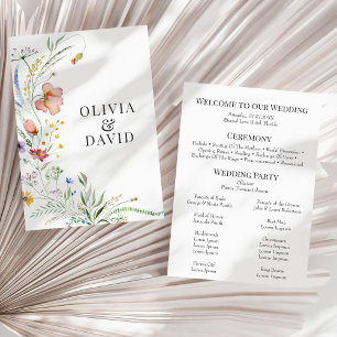 Boho Fleur sauvage Meadow Wedding Programme de mar