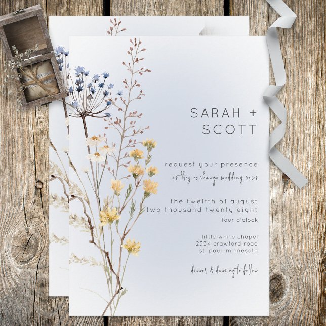 Boho Fleur sauvage moderne Faire-part de mariage b (Créateur téléchargé)