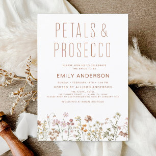 Boho Fleur sauvage Petals & Prosecco Invitation