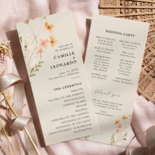 Boho Fleur sauvage Wedding Programme
