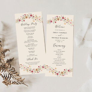 Boho Fleur sauvage Wedding Programme