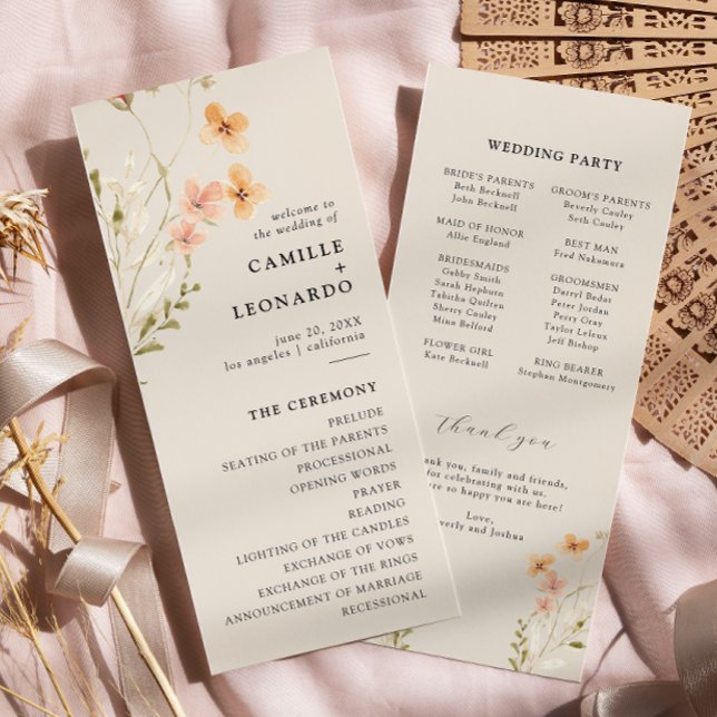 Boho Fleur sauvage Wedding Programme (Créateur téléchargé)