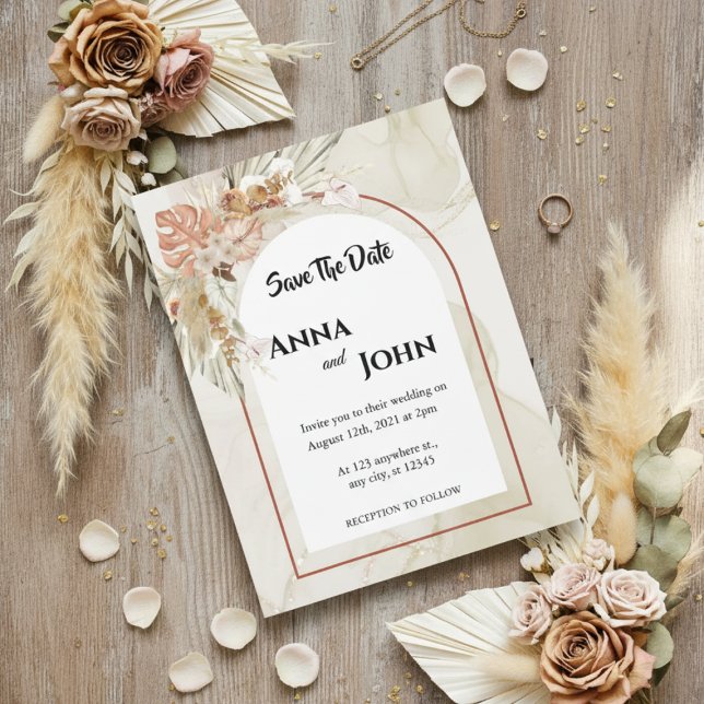 Boho Fleurs Mariage Cartes de Faire-Part (Créateur téléchargé)