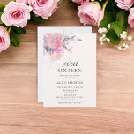 Boho Fleurs rose doux doux doux doux 16 Invitation<br><div class="desc">Boho fleurs rose pâle avec des feuilles.</div>