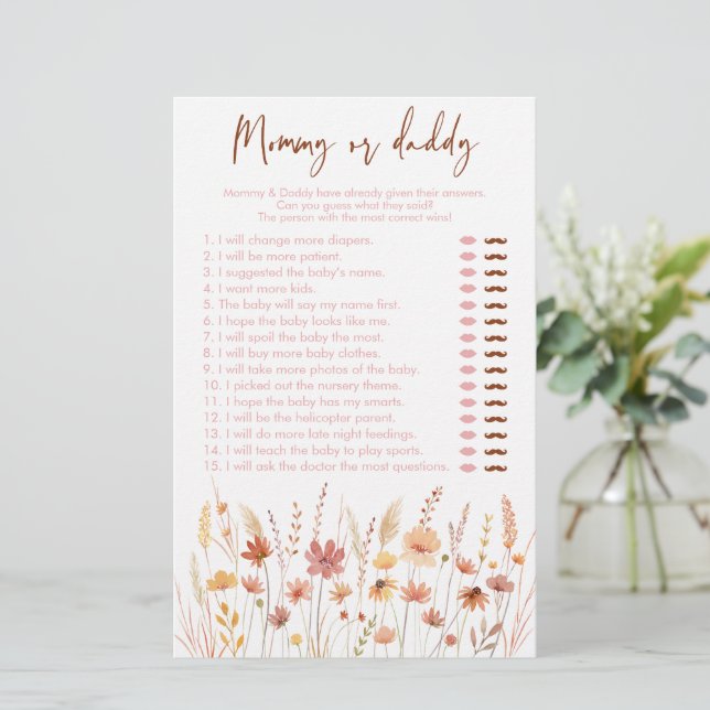 Boho Fleurs sauvages maman ou papa Baby shower jeu (Debout devant)