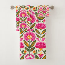 BOHO Fleurs Talavera Mexicaines Floral Rose Fuchsi