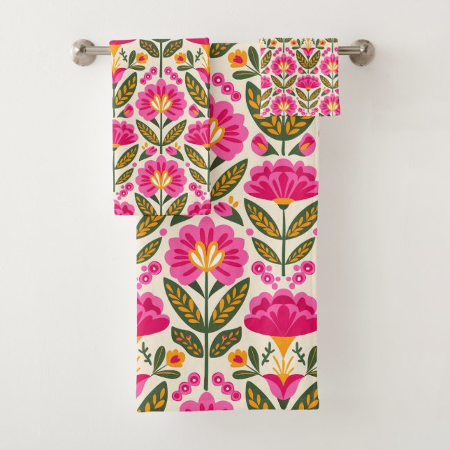 BOHO Fleurs Talavera Mexicaines Floral Rose Fuchsi (En situation)