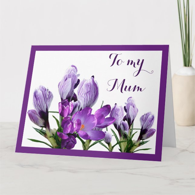Boho fleurs violet carte tendance pour mère maman (Devant)