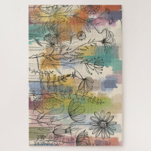 Boho Flora Puzzle d'art botanique coloré en lign