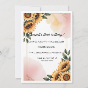 Boho Floral Anniversaire Fête Invitation Sun per