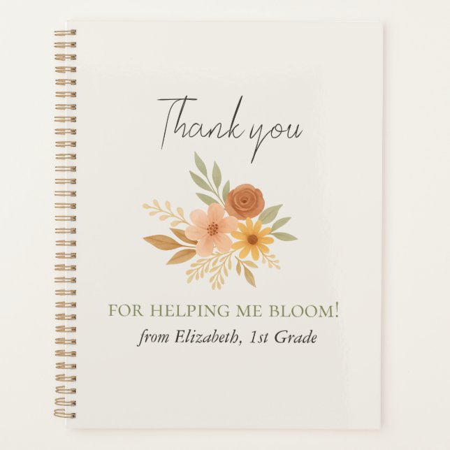 Boho Floral Aquarelle Enseignant Merci (Devant)