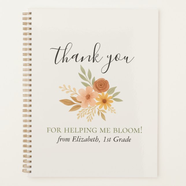 Boho Floral Aquarelle Enseignant Merci (Devant)