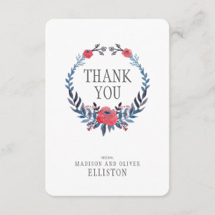 Boho Floral Aquarelle Roses rouges   MERCI