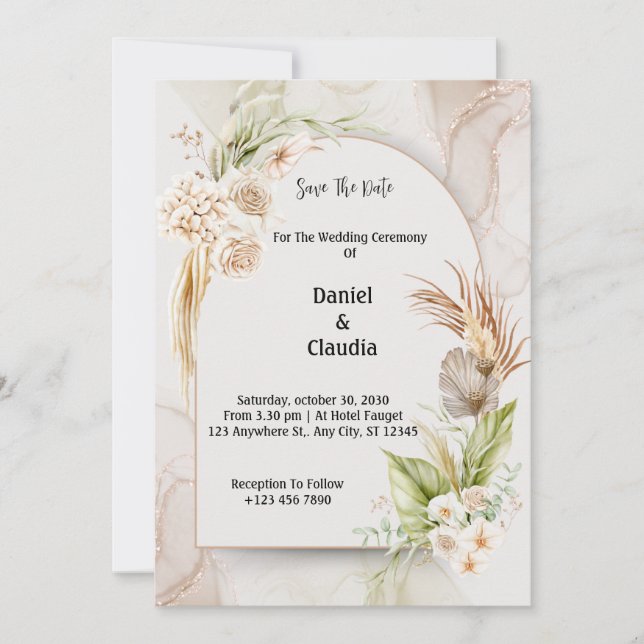 Boho Floral Arch Faire-part de mariage (Devant)