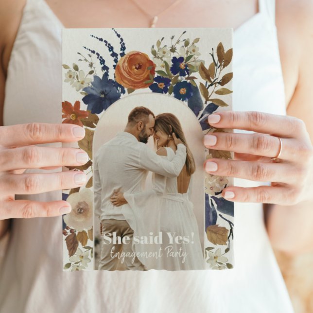 Boho Floral Arch Photo Engagement Party Invitation (Créateur téléchargé)