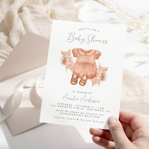 Boho Floral Baby Girl Douche Invitation