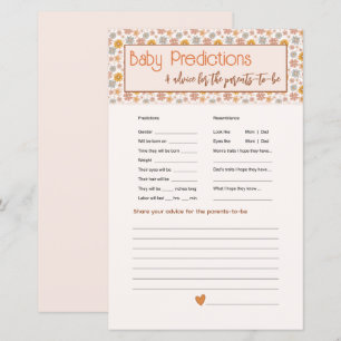 Boho Floral Baby Predictions jeu de carte conseil