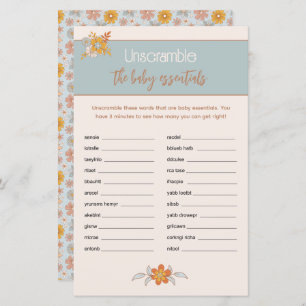 Boho Floral Baby shower Word Scramble Jeu
