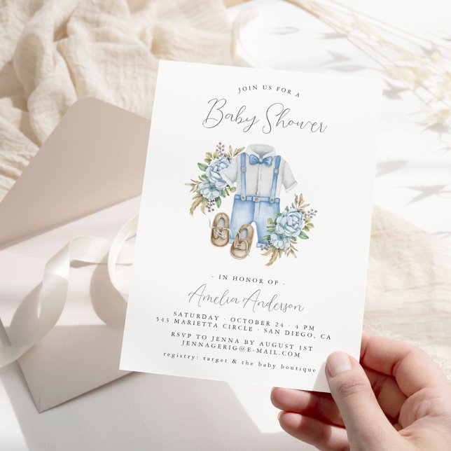 Boho Floral bébé garçon douche Invitation (Créateur téléchargé)