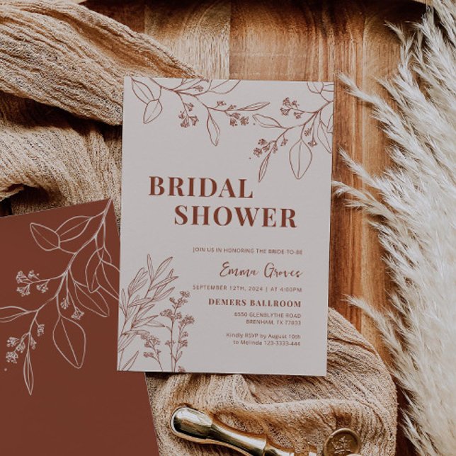 Boho Floral Beige Bridal Douche Invitation (Créateur téléchargé)