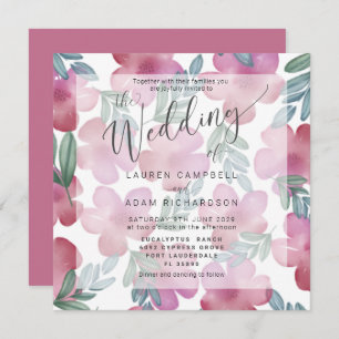 Boho Floral Blush Pink Aquarelle Mariage Inviter