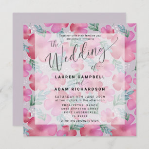 Boho Floral Blush Pink Aquarelle Mariage Inviter