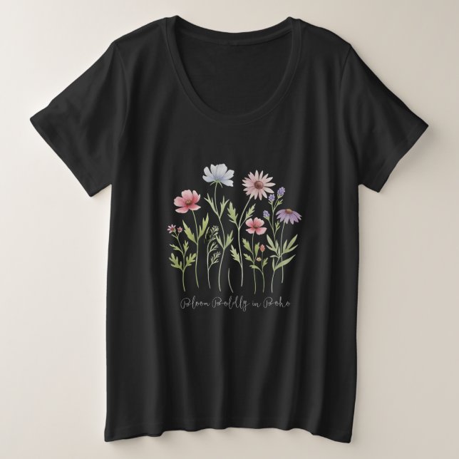 Boho Floral Boho, Fleurs sauvages d’aquarelle fémi (Design devant)