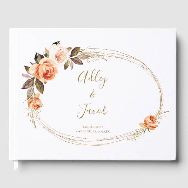 Boho Floral Burnt Orange Mariage livre d'hôtes (Recto)