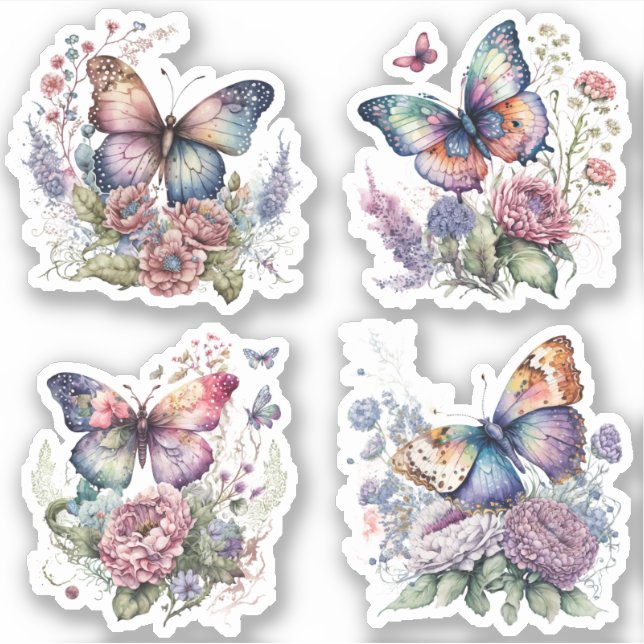 Boho floral Butterfly Sticker Bohemian Esthétique (Devant)