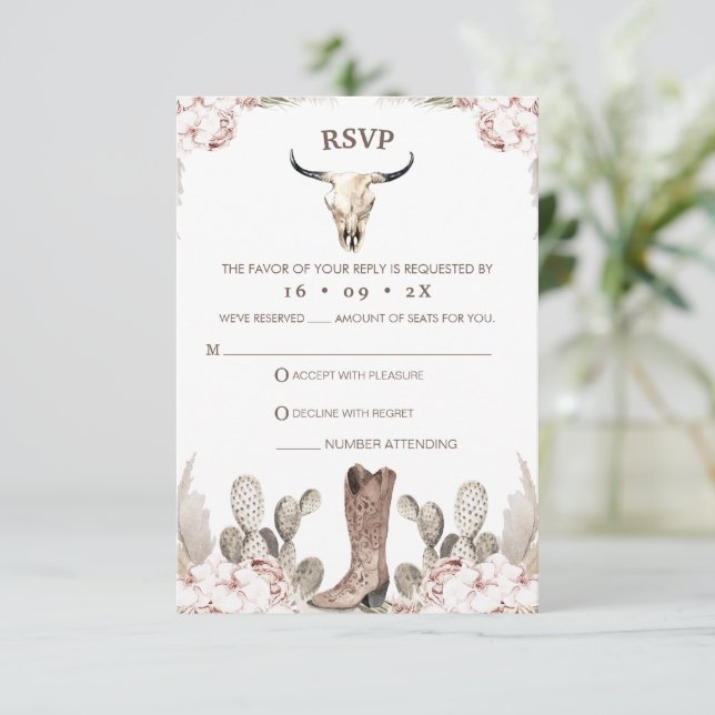 Boho Floral Cactus Rodeo 21e Anniversaire Carte RS (Debout devant)