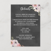 Boho Floral Chalkboard Mariage - Carte détaillée