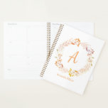 Boho floral d'automne personnalisé<br><div class="desc">Jolie couronne florale aquarelle peinte à la main dans de jolies couleurs automnales,  personnalisée avec votre nom et votre initiale.</div>