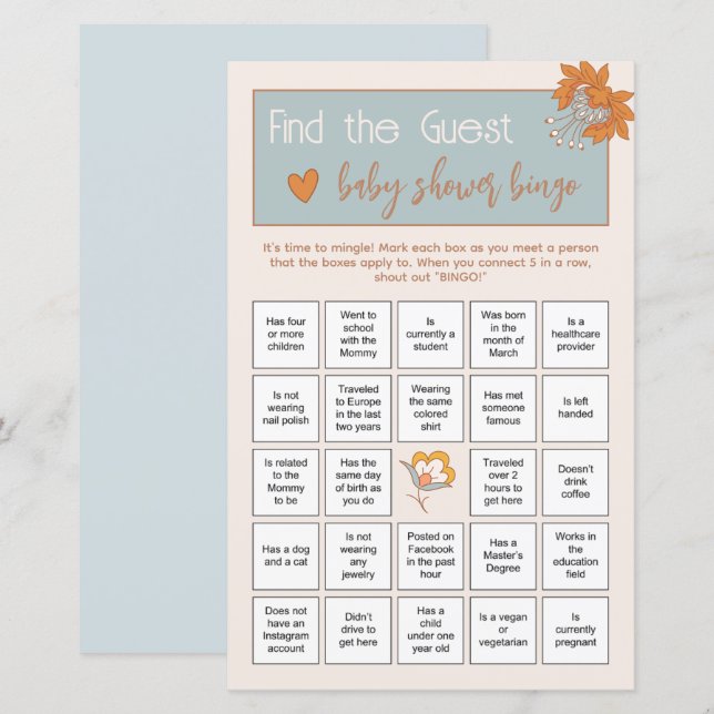 Boho Floral Découvrez le bébé invité Jeu de Brise- (Devant / Derrière)