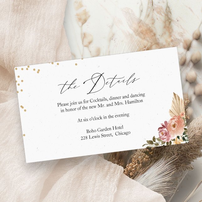 Boho Floral Détails Mariage Carte de boîtier (Créateur téléchargé)