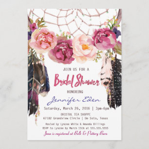 Boho Floral Dreamcatcher Invitation à la douche nu