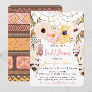 Boho Floral Dreamcatcher Invitation à la douche nu