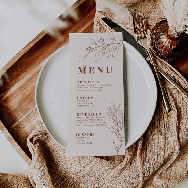 Boho Floral Earthy Beige Menu (Créateur téléchargé)