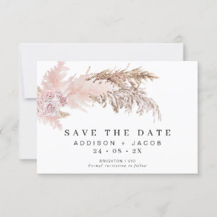 Boho Floral Et Pampas Mariage Enregistrer La Carte