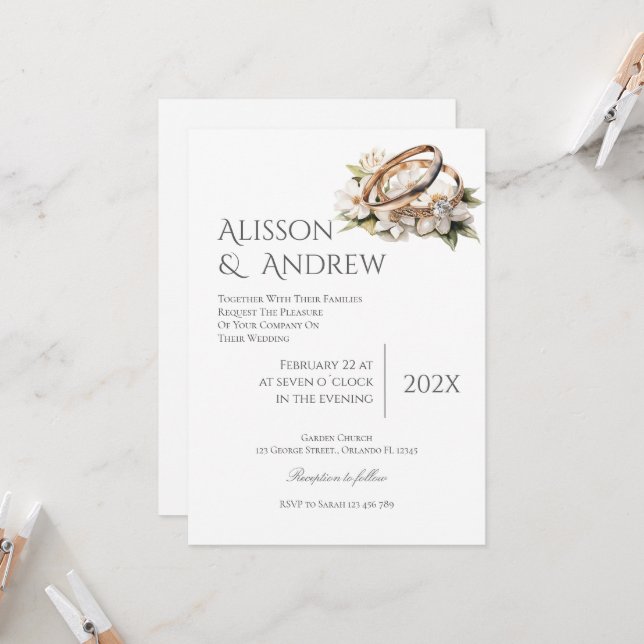 Boho Floral Faire-part de mariage (Devant/Arrière en situation)