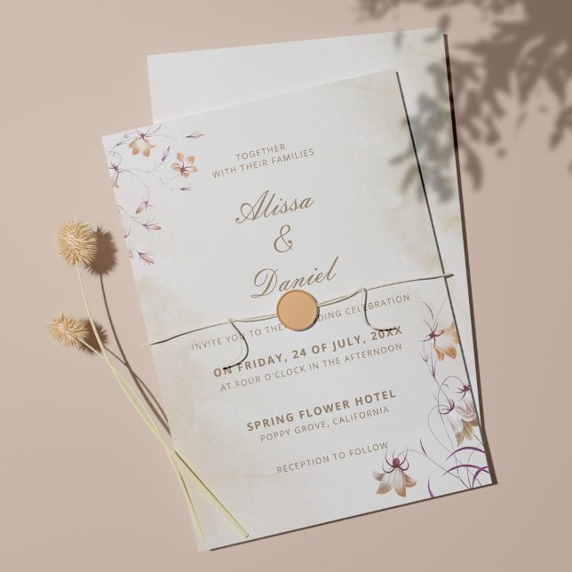 Boho Floral Faire-part de mariage (Créateur téléchargé)