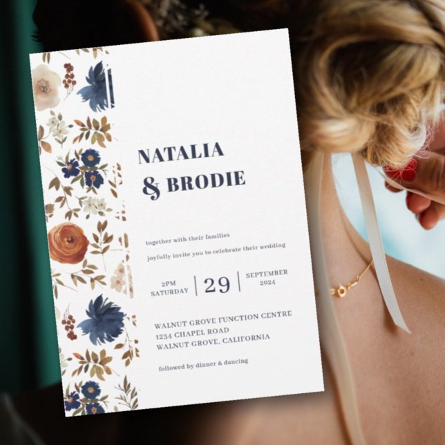 Boho Floral Faire-part de mariage aquarelle (Créateur téléchargé)