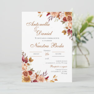Boho Floral Faire-part de mariage en espagnol
