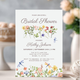 Boho Floral Fleur sauvage nuptiale Invitation