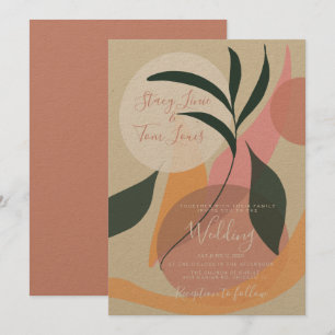 Boho Floral Formes organiques Faire-part de mariag