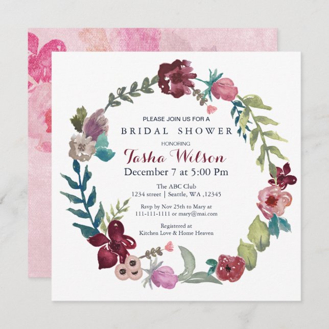 Boho Floral Garden Bridal Douche Invitations (Devant / Derrière)