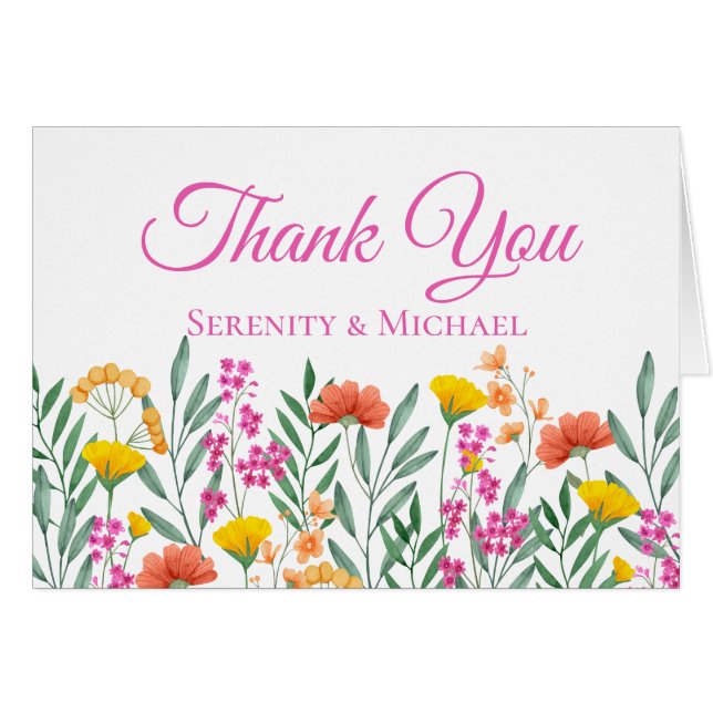 Boho Floral Garden Fleurs sauvages Mariage Merci  (Devant Horizontal)